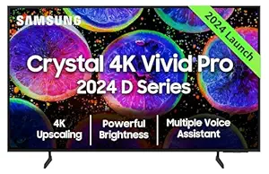 Samsung 108 cm (43 inches) D Series Brighter Crystal 4K Vivid Pro Ultra HD Smart LED TV UA43DUE77AKLXL (Black)